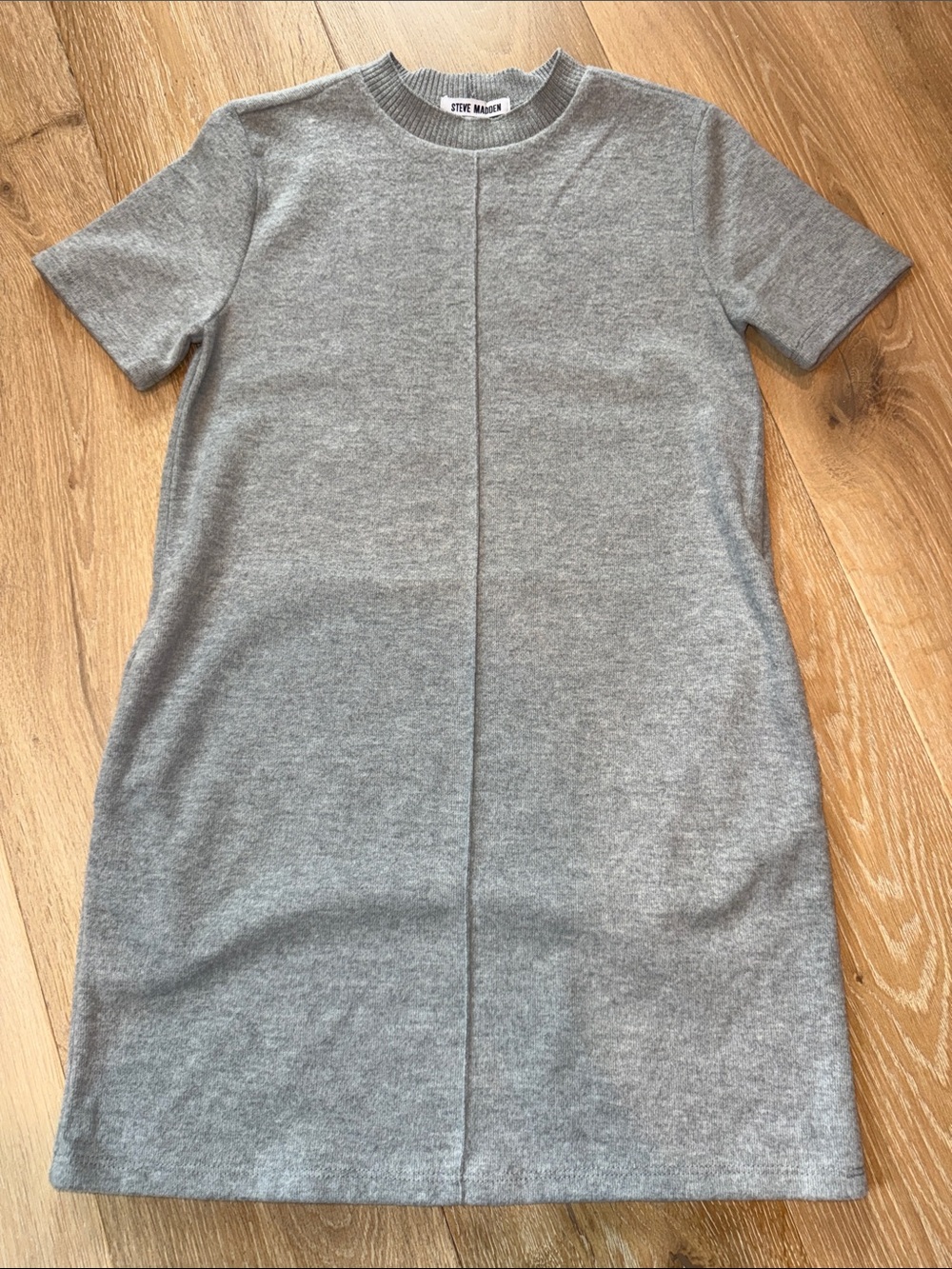 Steve Madden Sweater Heather Gray Short-Sleeve Knit Shift Dress